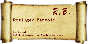 Rozinger Bertold névjegykártya
